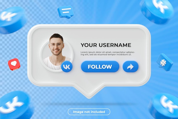 Vkontakte perfil banner 3d render composición