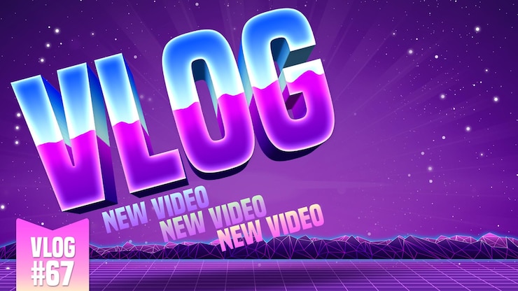 PSD vlog retro 80s cyberpunk style youtube thumbnail