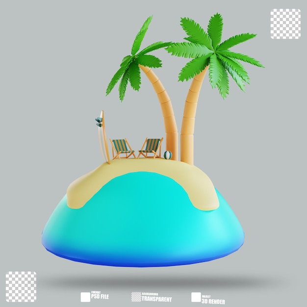 PSD vocação de verão de ilustração 3d