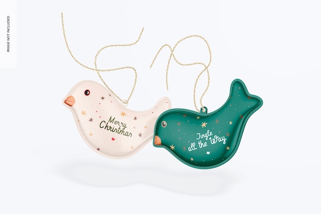 PSD vögel christmas ornament mockup falling