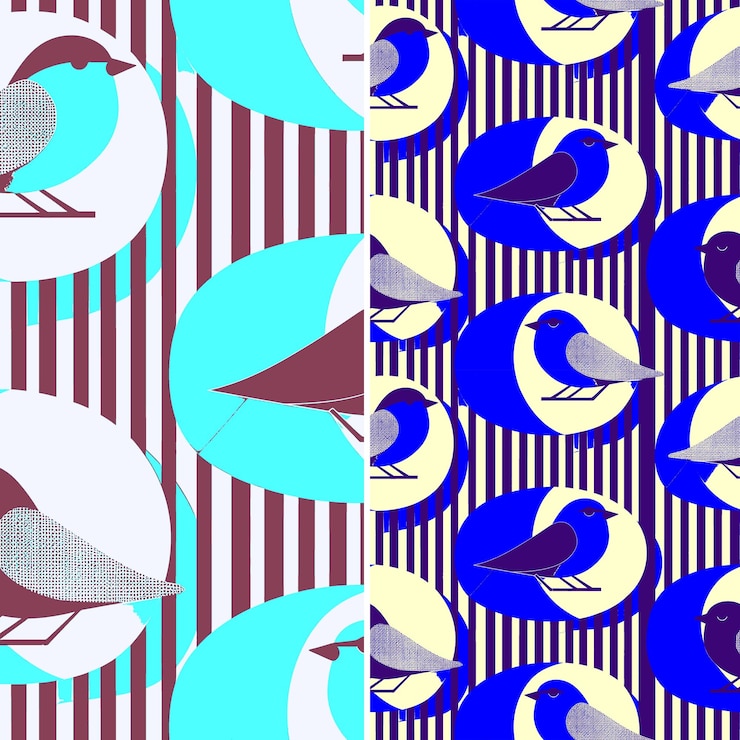 PSD vögel in blau und weiß