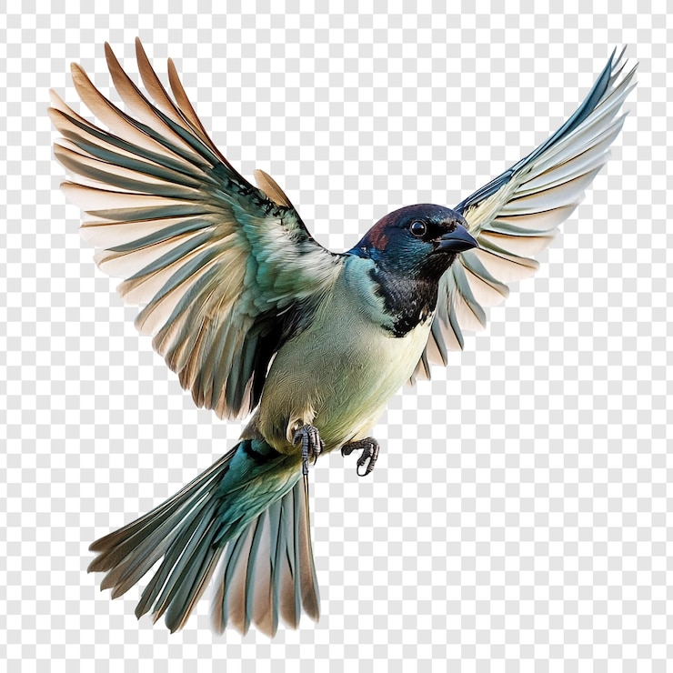 PSD vogel im flug mit ausgebreiteten flügeln