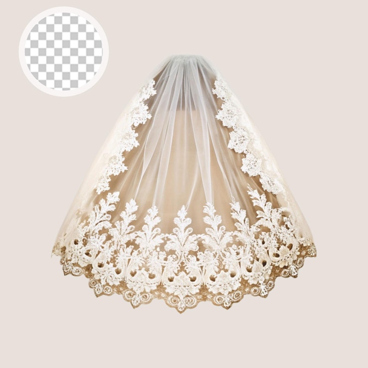 PSD voile en dentelle isolé sur fond transparent