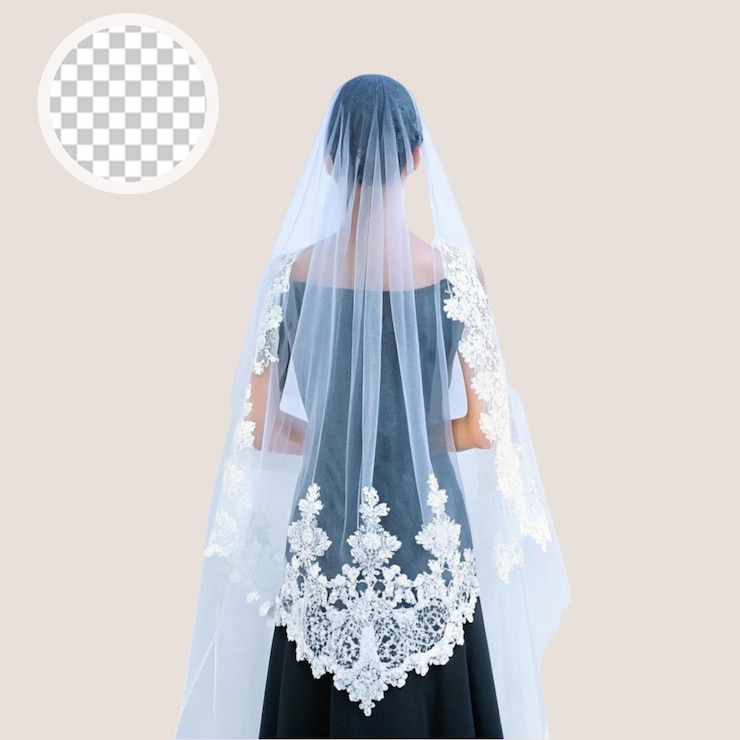 PSD voile en dentelle isolé sur fond transparent