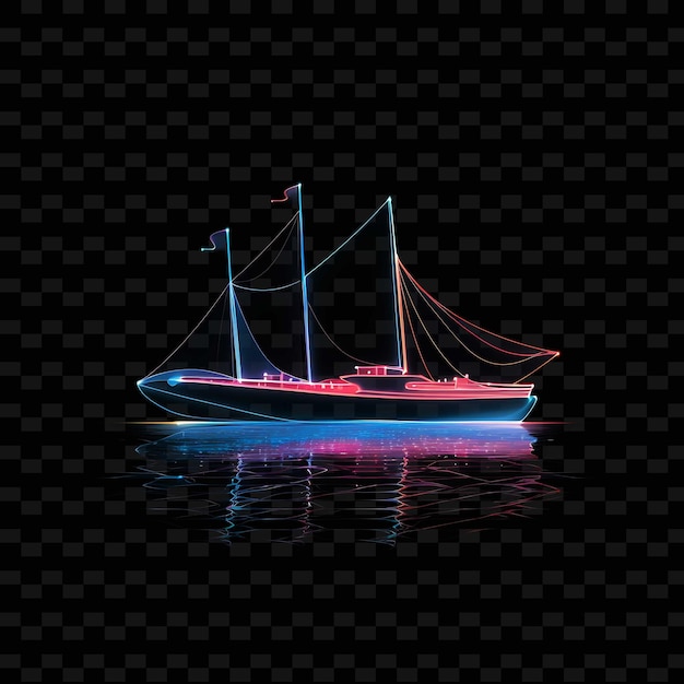 PSD voilier serene blue flowing neon lines anchor décorations s png y2k formes transparent light arts