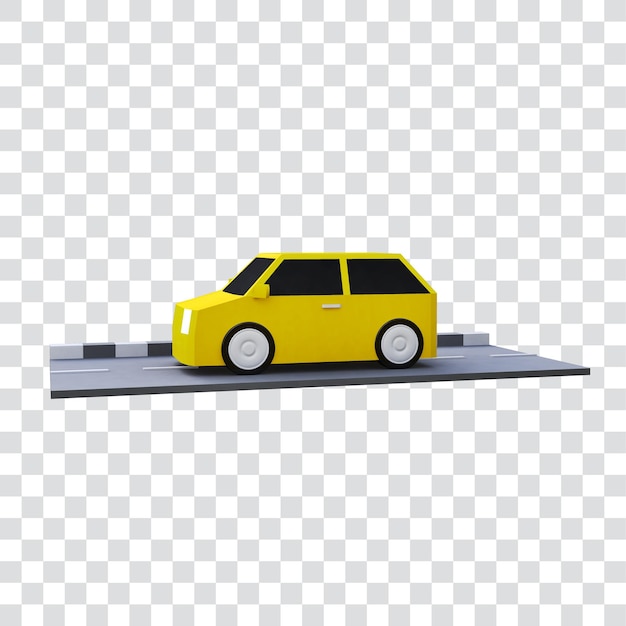 PSD voiture 3d de couleur jaune