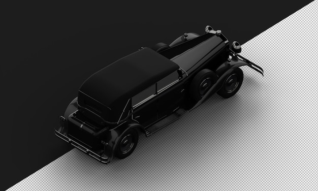 Voiture de berline de ville classique élégante noire brillante réaliste isolée de la vue arrière supérieure droite