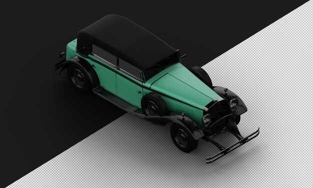Voiture de berline de ville classique élégante vert brillant réaliste isolée de la vue de face supérieure droite