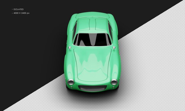 PSD voiture de berline de ville classique de sport vert métallisé brillant réaliste isolé de la vue de face supérieure