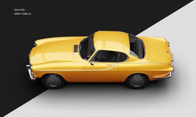 PSD voiture classique vintage orange métallisée isolée réaliste de la vue supérieure gauche