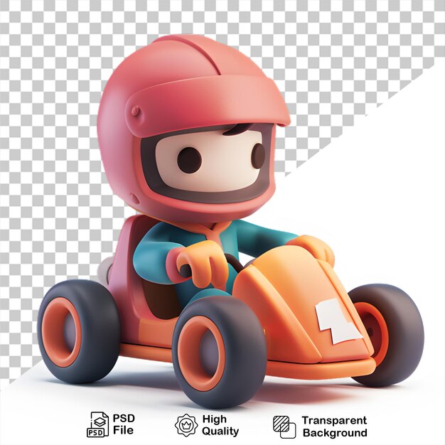 PSD une voiture de course avec un casque à l'avant personnage de dessin animé sans arrière-plan