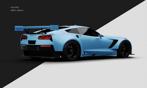 PSD voiture de course super sport bleue matte réaliste isolée vue arrière droite