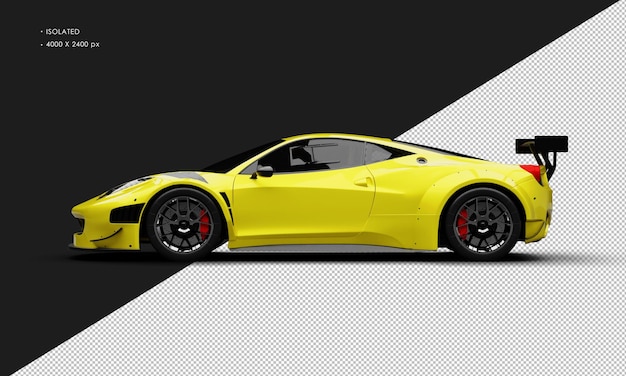 Voiture de course Super Sport moderne jaune métallisé réaliste isolée de la vue de côté gauche