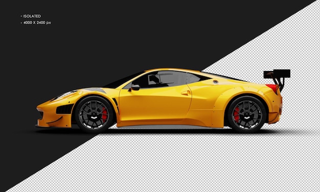 Voiture de course super sport moderne orange métallique réaliste isolée de la vue de côté gauche