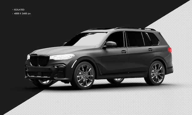 PSD voiture grand suv moderne de luxe noir mat réaliste isolée de la vue de face gauche