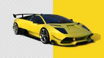 PSD voiture lamborghini jaune sur fond transparent