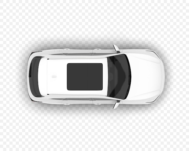 Une voiture moderne blanche vue d'en haut