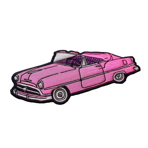 PSD une voiture rose avec un toit rose est dessinée sur le côté