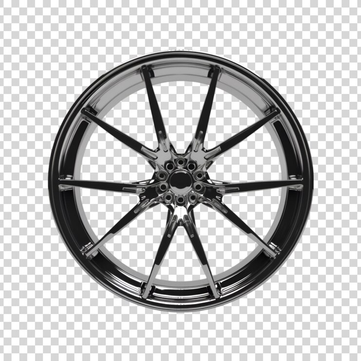 PSD une voiture avec des roues argentées sur un fond blanc