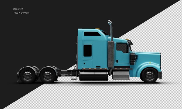 Voiture Semi-camions Lourds Métalliques Bleues Réalistes Isolées Vue De Droite
