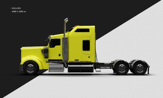 PSD voiture semi-camions lourds métalliques jaunes réalistes isolées vue latérale gauche