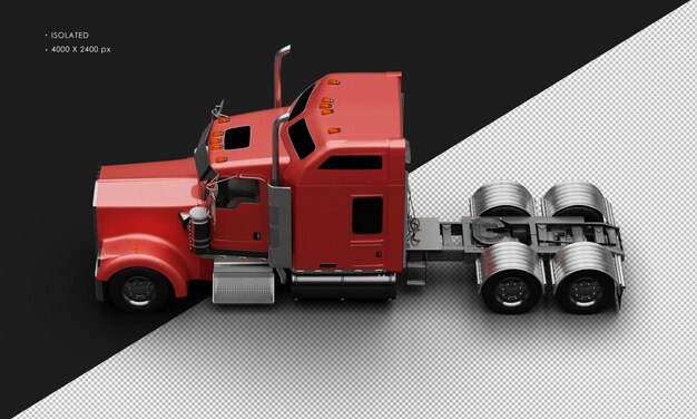 PSD voiture semi-camions lourds métalliques rouges réalistes isolées vue de haut à gauche