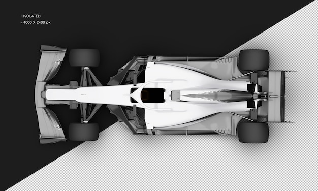 Voiture de sport de course de vitesse blanche métallique brillante réaliste isolée de la vue de dessus