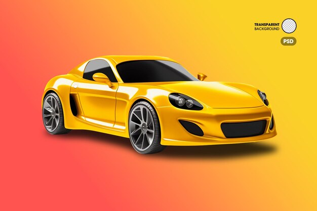 Une voiture de sport moderne jaune 3D.