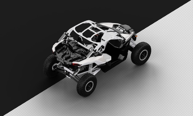 Voiture De Sport Offroad Buggy Blanc Réaliste Isolée De La Vue Arrière Droite Supérieure