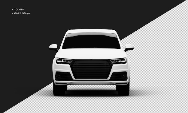 Voiture de sport SUV élégante en métal blanc mat réaliste isolé de la vue de face
