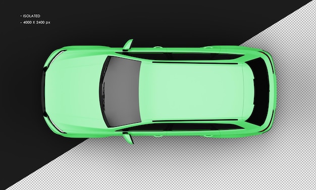 Voiture De Sport Suv élégante En Métal Vert Mat Réaliste Isolé De La Vue De Dessus