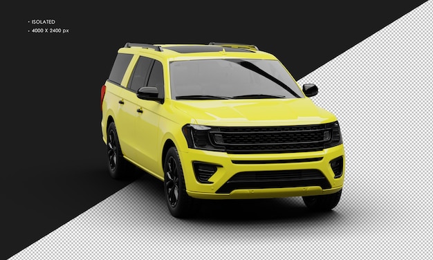 Voiture Suv Moderne De Luxe Jaune Brillant Isolé Réaliste De Vue D'angle Avant Droit