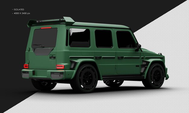 Voiture Suv De Sport Pure Moderne De Luxe Vert Mat Réaliste Isolée Depuis La Vue Arrière Droite