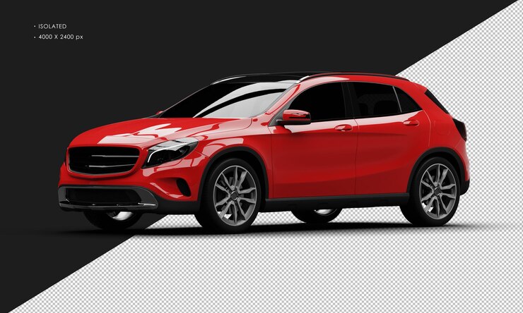 Voiture SUV de ville élégante rouge brillant réaliste isolé de la vue de face gauche