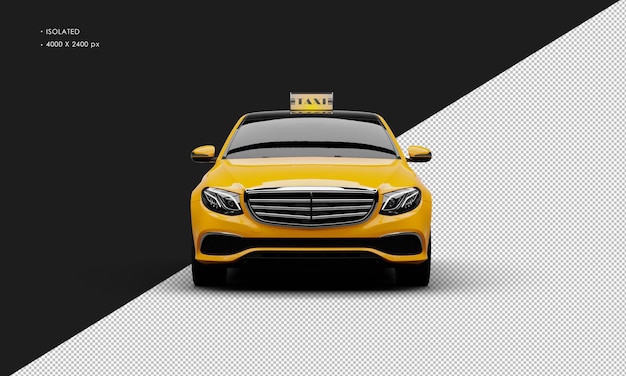 PSD voiture de taxi de ville de luxe orange métallique brillant réaliste isolée de la vue de face