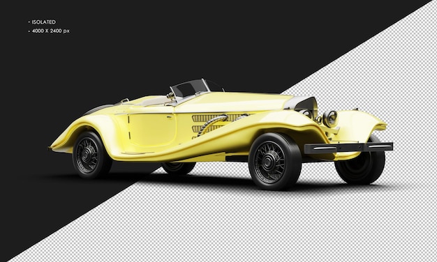 PSD voiture vintage classique élégante jaune métallique isolé réaliste de la vue de face droite