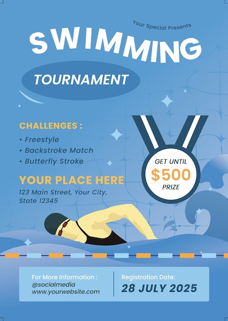 volante del torneo di nuoto