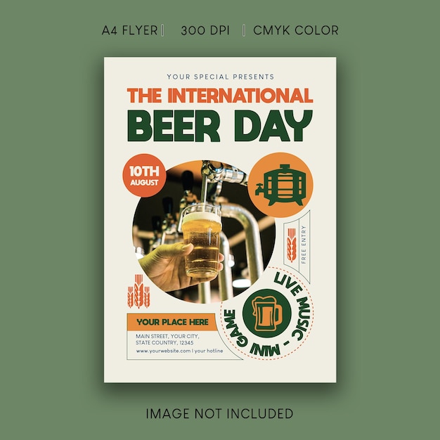 PSD volante del día internacional de la cerveza
