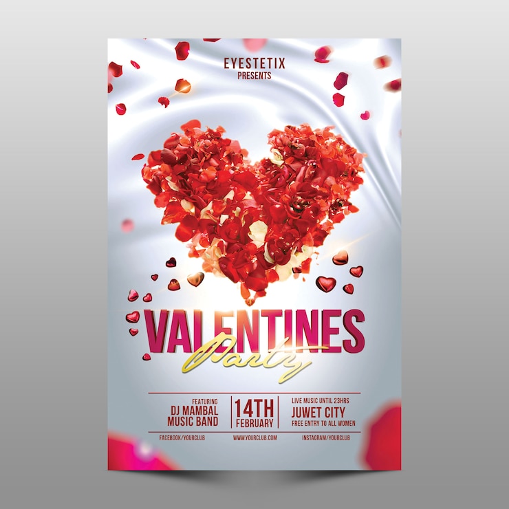 PSD volante de fiesta de san valentín