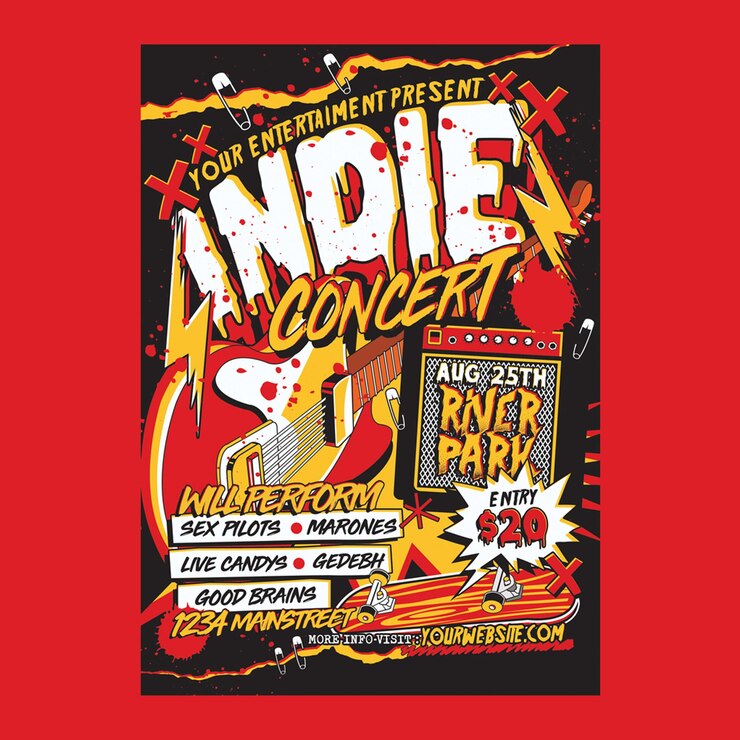 PSD volantino del concerto di musica indie