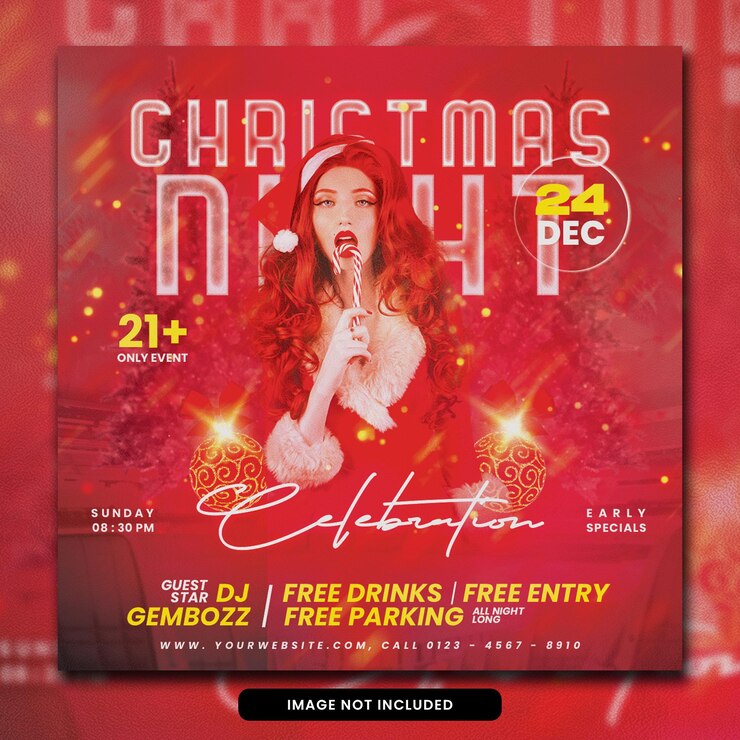 Volantino festa di Natale post social media e modello banner web Psd