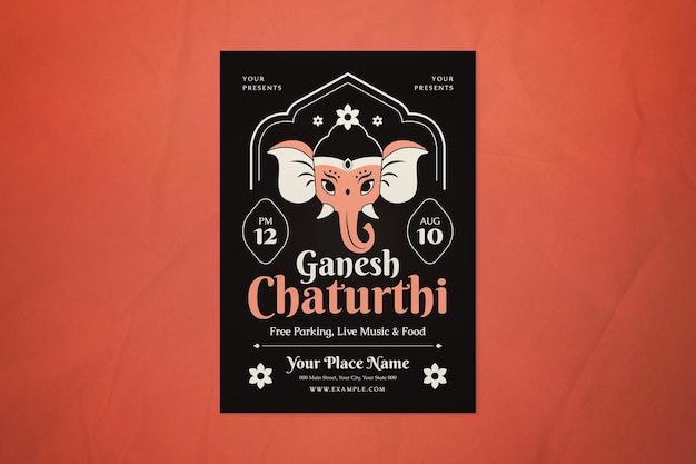 Volantino Ganesh Chaturthi design piatto nero
