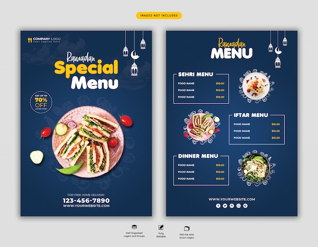 Volantino menu speciale cibo Ramadan Psd