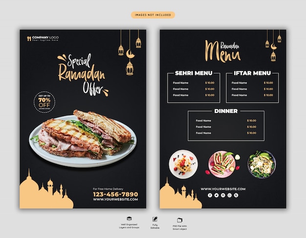 Volantino menu speciale cibo Ramadan Psd