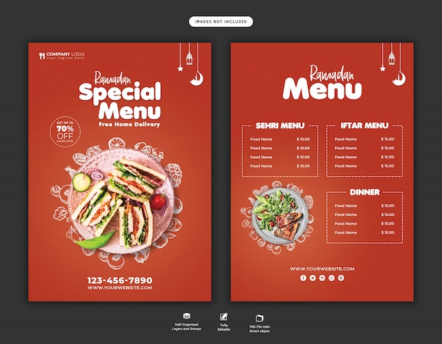 Volantino menu speciale cibo Ramadan Psd