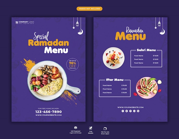 Volantino menu speciale cibo Ramadan Psd