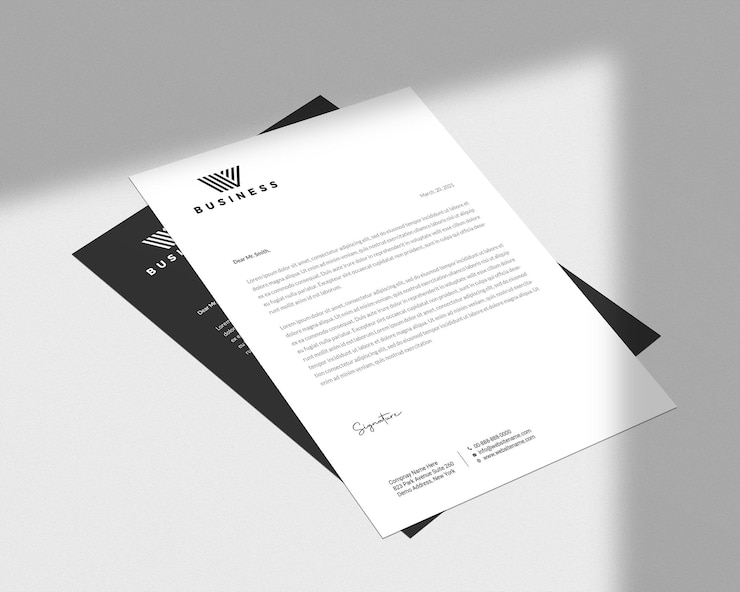 Volantino minimo e mockup di carta intestata