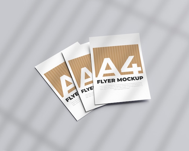Volantino o poster mockup design con sfondo ombra finestra 3d