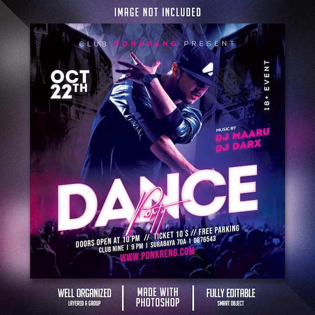 Volantino per feste notturne in discoteca