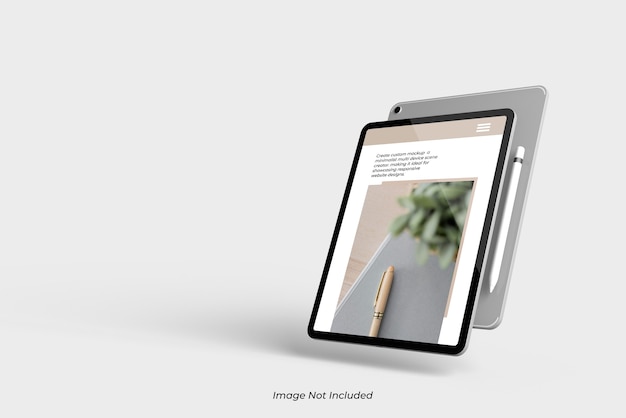 Volare da vicino sul dispositivo Tablet Mockup isolato